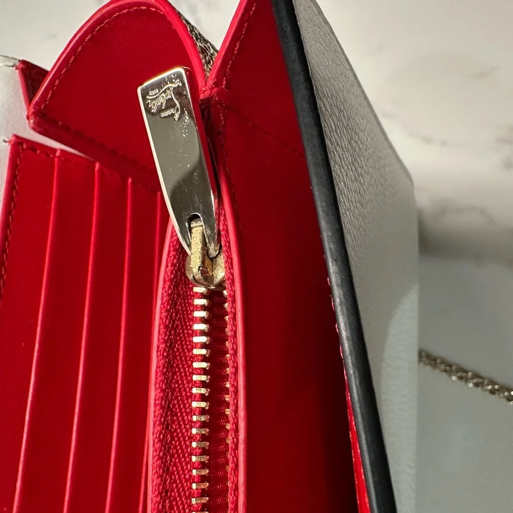 Christian Louboutin Paloma Silver and Gold Studded Clutch Shoulder Bag